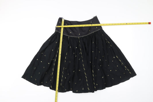 French Connection Women’s Black Size 8 A-Line Embroidered Skirt