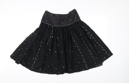 French Connection Women’s Black Size 8 A-Line Embroidered Skirt