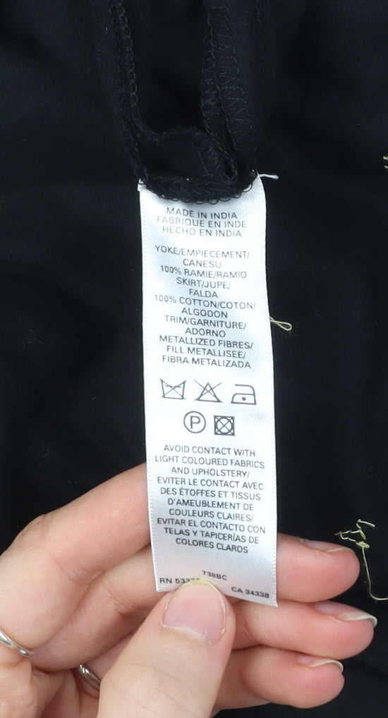 French Connection Women’s Black Size 8 A-Line Embroidered Skirt