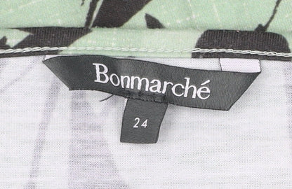 Bonmarché Women’s Green Floral V-Neck Blouse Size 24