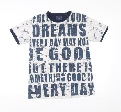 Hunah Men’s Blue Graphic Print Crew Neck Short Sleeve T-Shirt Size L