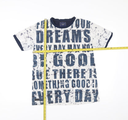 Hunah Men’s Blue Graphic Print Crew Neck Short Sleeve T-Shirt Size L