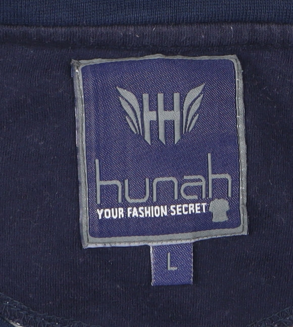 Hunah Men’s Blue Graphic Print Crew Neck Short Sleeve T-Shirt Size L