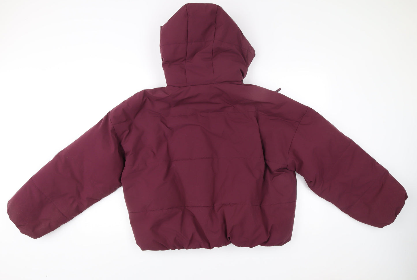 Primark Womens Purple Puffer Jacket Size 14 Hooded Quilted Winter Coat