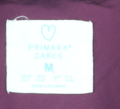 Primark Womens Purple Puffer Jacket Size 14 Hooded Quilted Winter Coat