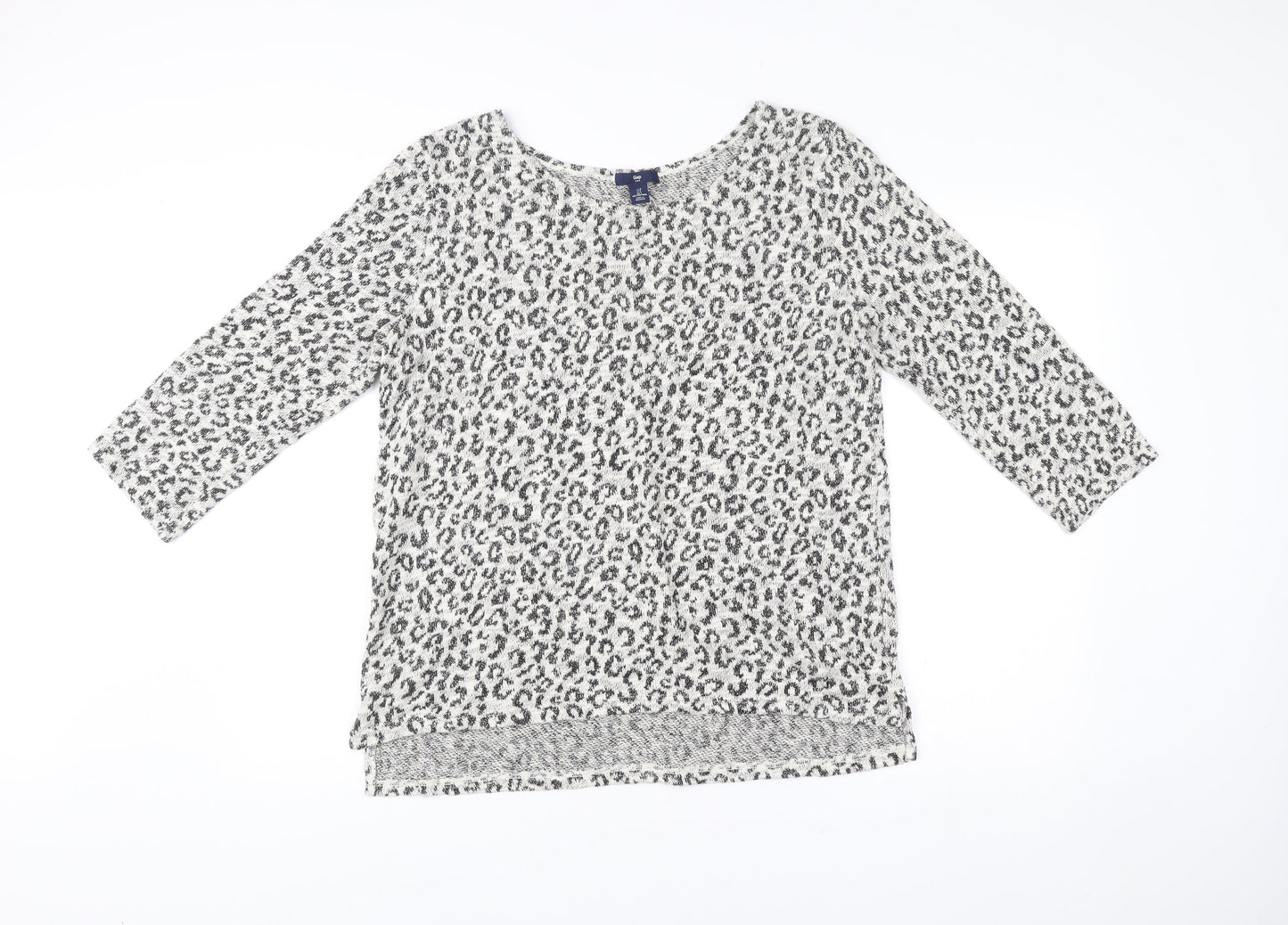 Gap Women’s Grey Animal Print Boat Neck Pullover Jumper L