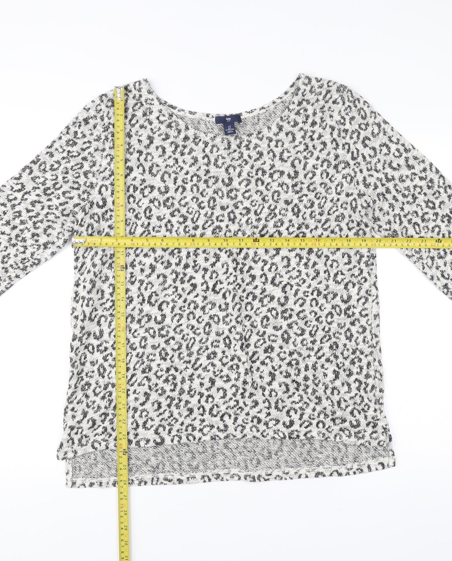 Gap Women’s Grey Animal Print Boat Neck Pullover Jumper L