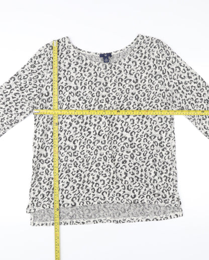 Gap Women’s Grey Animal Print Boat Neck Pullover Jumper L