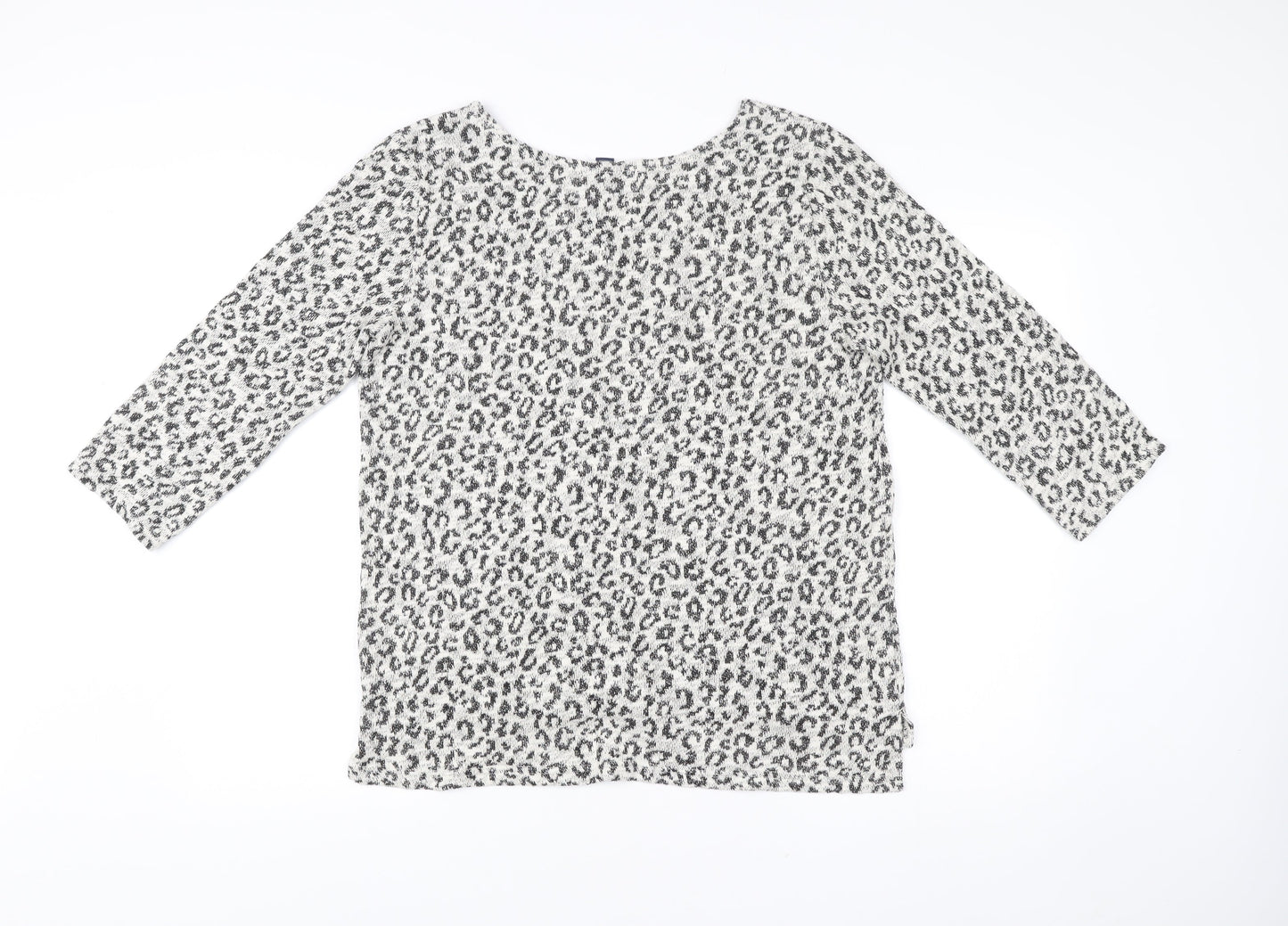 Gap Women’s Grey Animal Print Boat Neck Pullover Jumper L