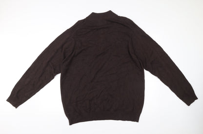 Morley Mens Brown 2XL Cotton 1/2 Zip Mock Neck Jumper