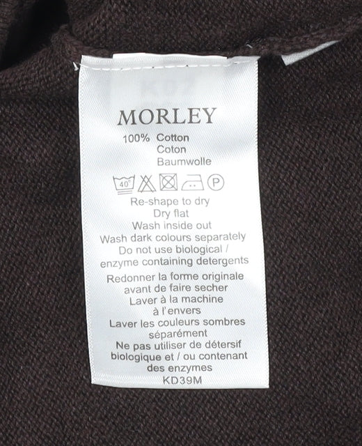 Morley Mens Brown 2XL Cotton 1/2 Zip Mock Neck Jumper