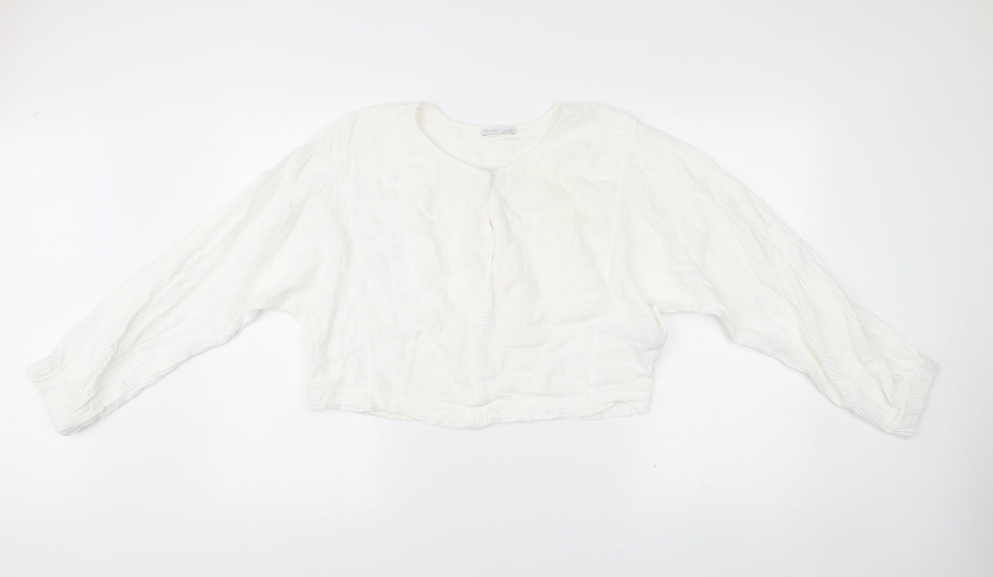 Womens UK Size 10 Zara White Cropped Blouse