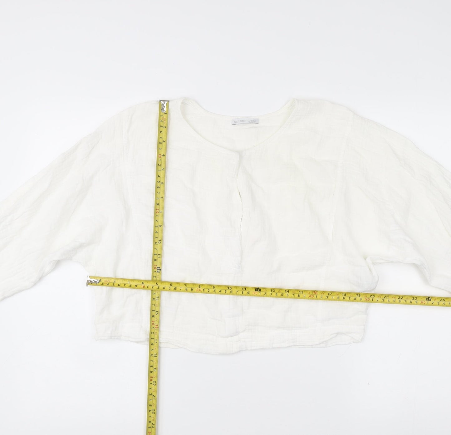 Womens UK Size 10 Zara White Cropped Blouse