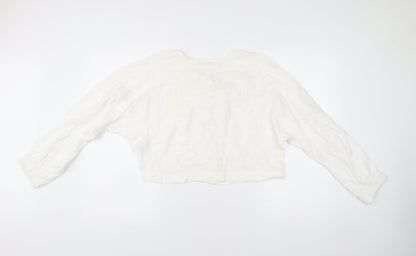 Womens UK Size 10 Zara White Cropped Blouse