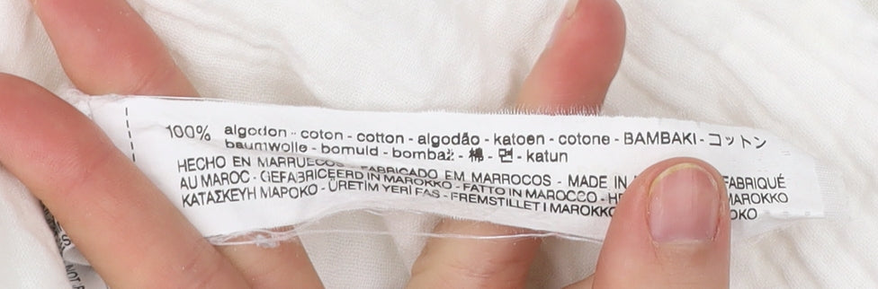 Womens UK Size 10 Zara White Cropped Blouse