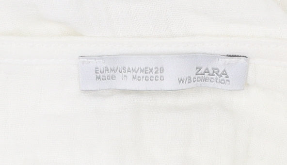Womens UK Size 10 Zara White Cropped Blouse