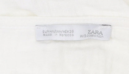 Womens UK Size 10 Zara White Cropped Blouse