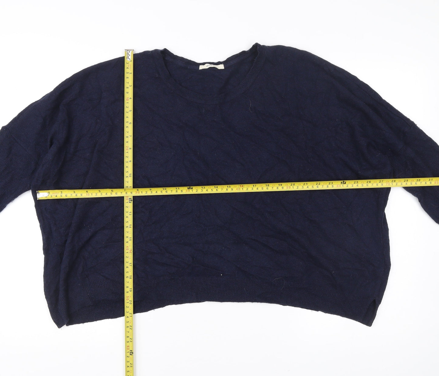 ese O ese Womens Blue M Pullover Jumper Crew Neck Knit Relaxed Fit