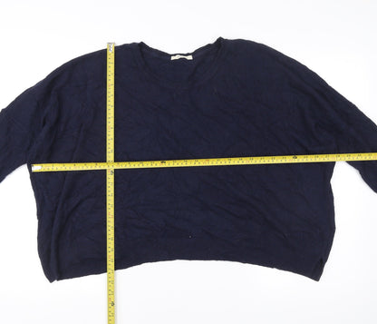 ese O ese Womens Blue M Pullover Jumper Crew Neck Knit Relaxed Fit