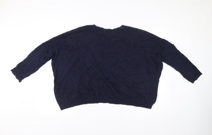 ese O ese Womens Blue M Pullover Jumper Crew Neck Knit Relaxed Fit