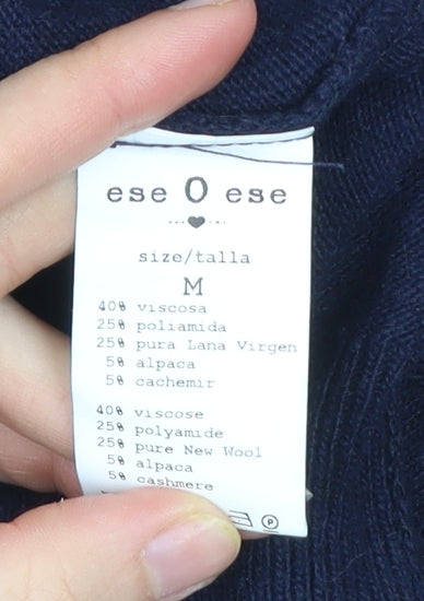 ese O ese Womens Blue M Pullover Jumper Crew Neck Knit Relaxed Fit