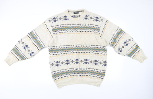 Marks and Spencer St Michael Men’s Beige Argyle Knit Jumper M