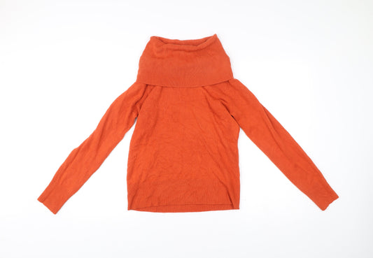 Debenhams Women’s Orange Acrylic Cowl Neck Jumper Size 14