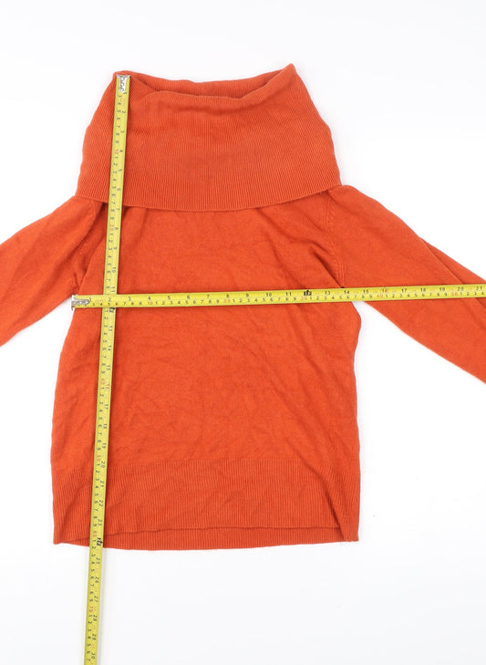 Debenhams Women’s Orange Acrylic Cowl Neck Jumper Size 14