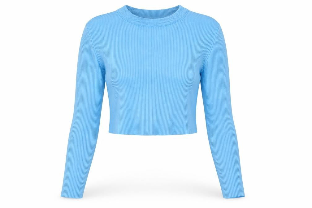 Womens UK Size M Pull&Bear Blue Cropped T-Shirt