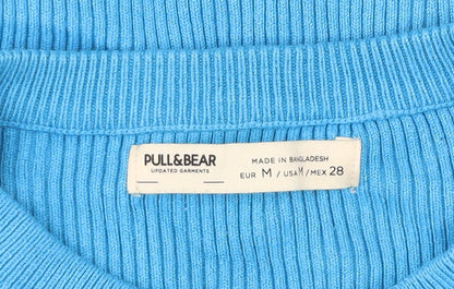 Womens UK Size M Pull&Bear Blue Cropped T-Shirt