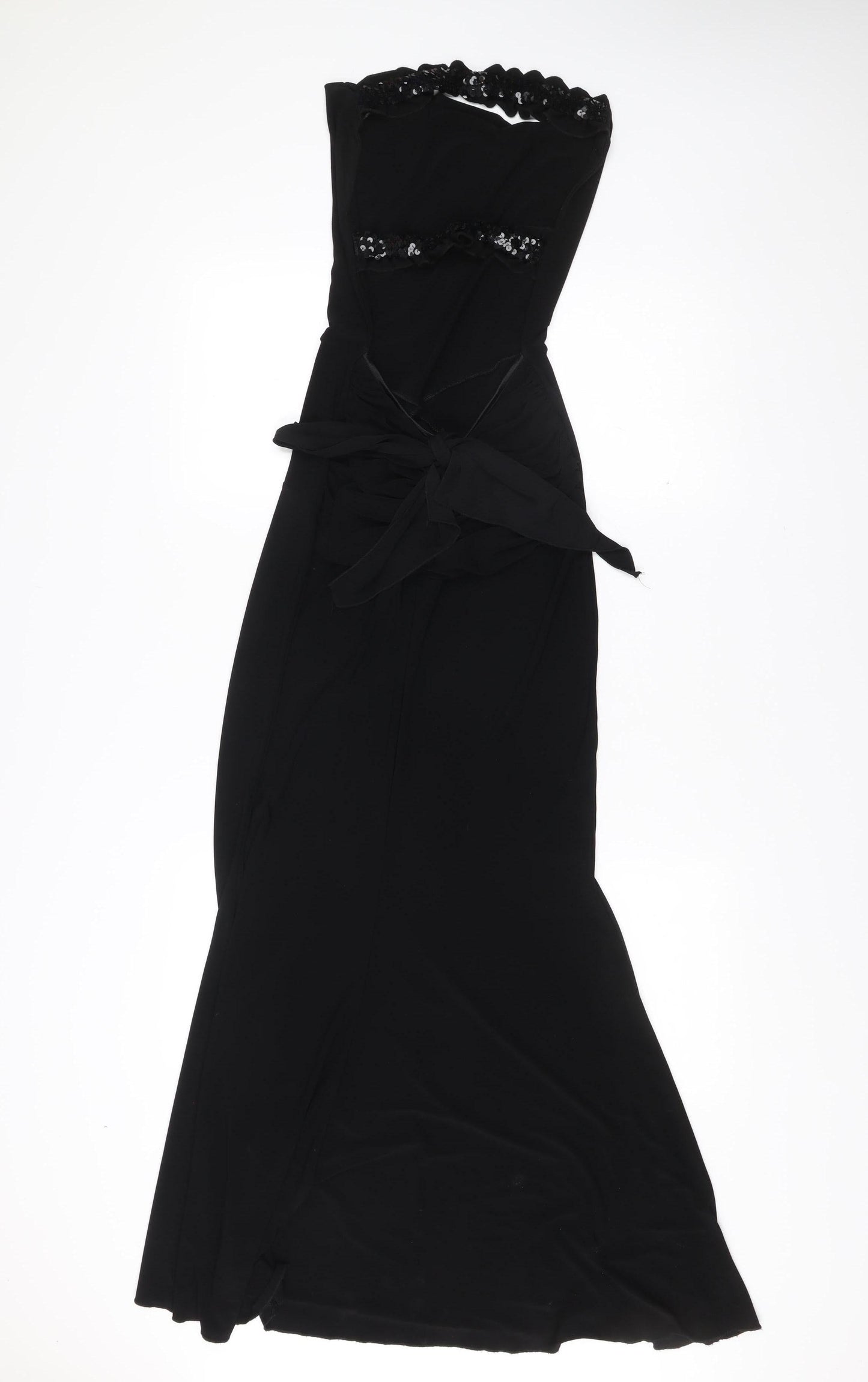 Spin London Womens Black Strapless Maxi Dress S/M Sequin Detail