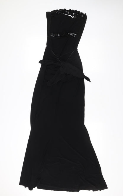 Spin London Womens Black Strapless Maxi Dress S/M Sequin Detail