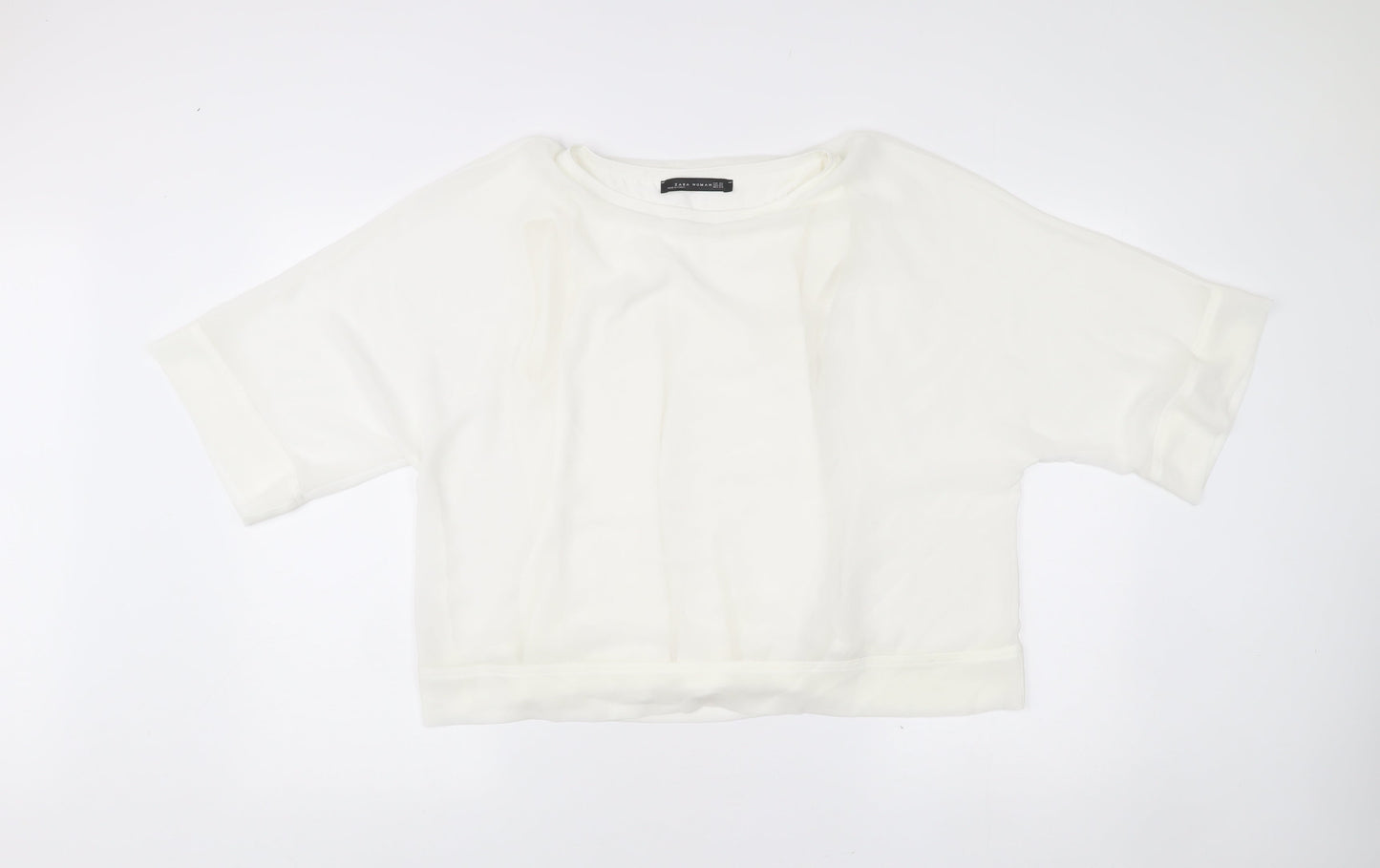 Womens UK Size XS Zara White Cropped Blouse