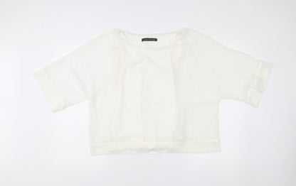 Womens UK Size XS Zara White Cropped Blouse