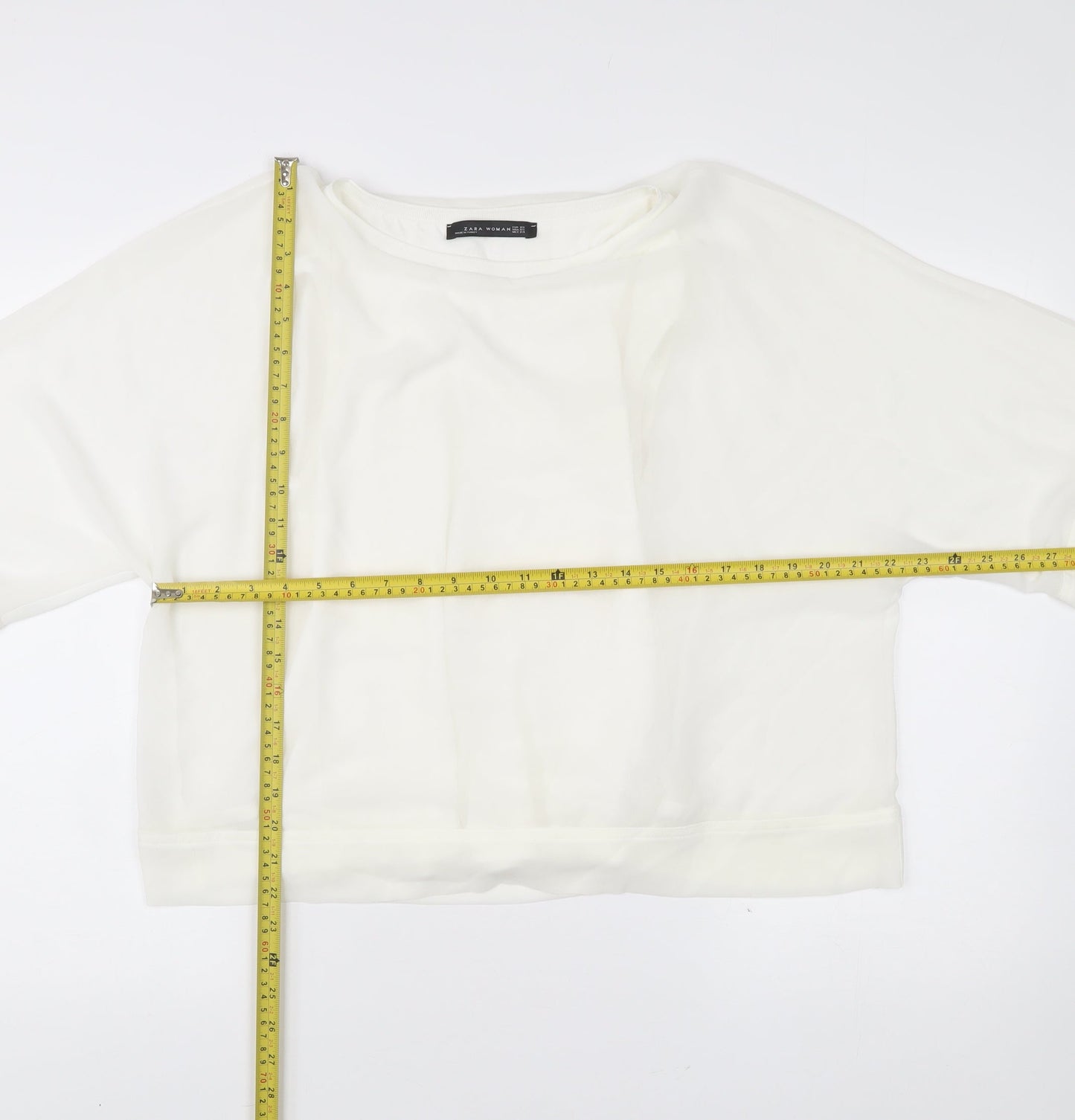 Womens UK Size XS Zara White Cropped Blouse