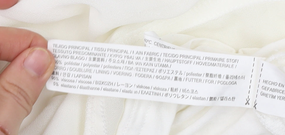 Womens UK Size XS Zara White Cropped Blouse