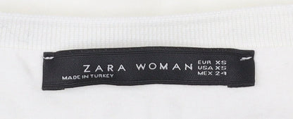 Womens UK Size XS Zara White Cropped Blouse