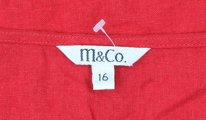 Womens UK Size 16 M&Co Red Wrap Tank