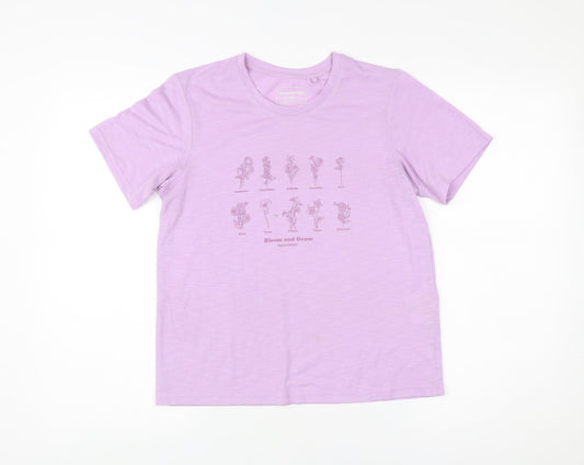 Craghoppers Womens Purple Floral Print T-Shirt UK 8 Short Sleeve