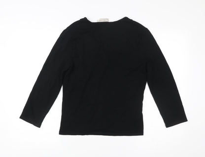 CC Women’s Black Wrap Blouse V-Neck Long Sleeve Size M
