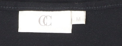 CC Women’s Black Wrap Blouse V-Neck Long Sleeve Size M