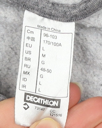 Mens UK Size L DECATHLON Grey Full Zip Hoodie