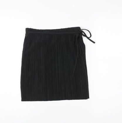 Brave Soul Womens Black Wrap Pleated Knee Length Skirt S