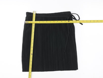 Brave Soul Womens Black Wrap Pleated Knee Length Skirt S