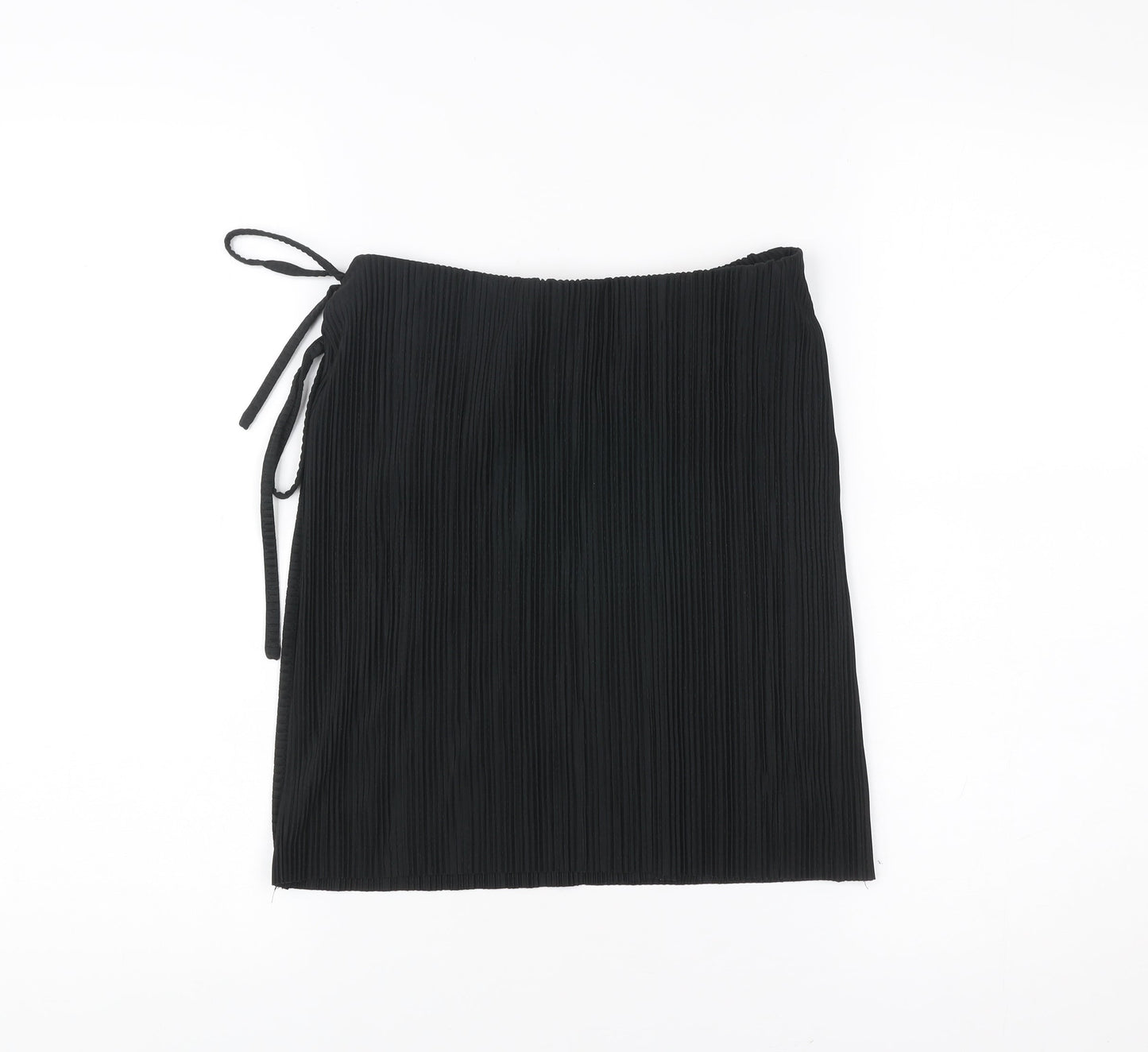 Brave Soul Womens Black Wrap Pleated Knee Length Skirt S