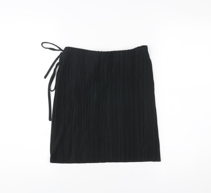 Brave Soul Womens Black Wrap Pleated Knee Length Skirt S