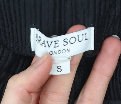 Brave Soul Womens Black Wrap Pleated Knee Length Skirt S