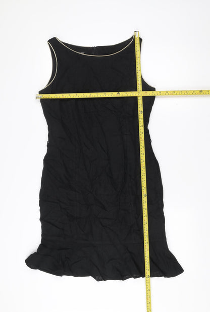 Hobbs Women’s Black Viscose Sheath Dress Size 12 Scoop Neck