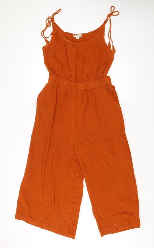 Whistles Women’s Orange Cotton Wide-Leg Jumpsuit Size 12