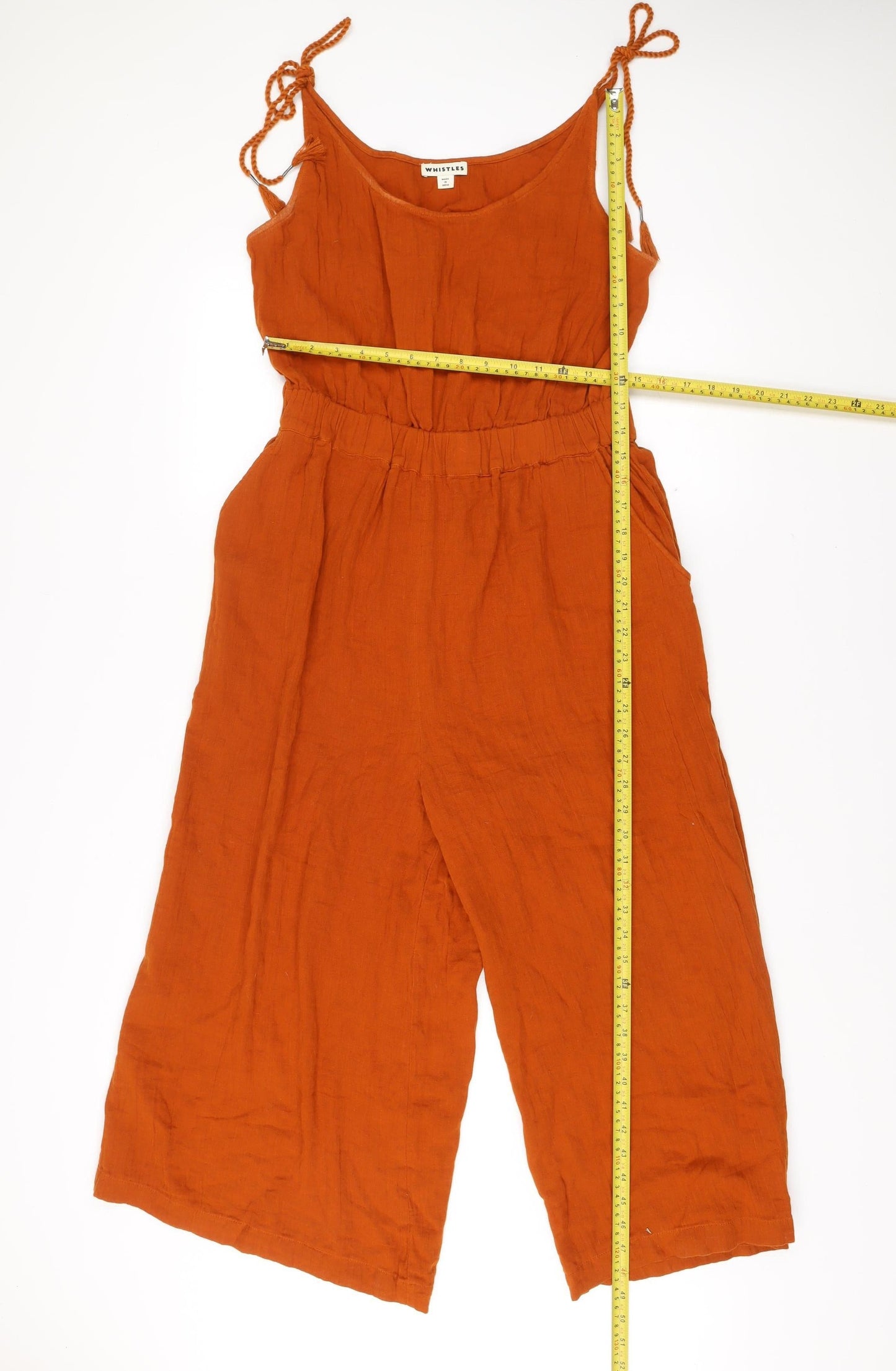 Whistles Women’s Orange Cotton Wide-Leg Jumpsuit Size 12